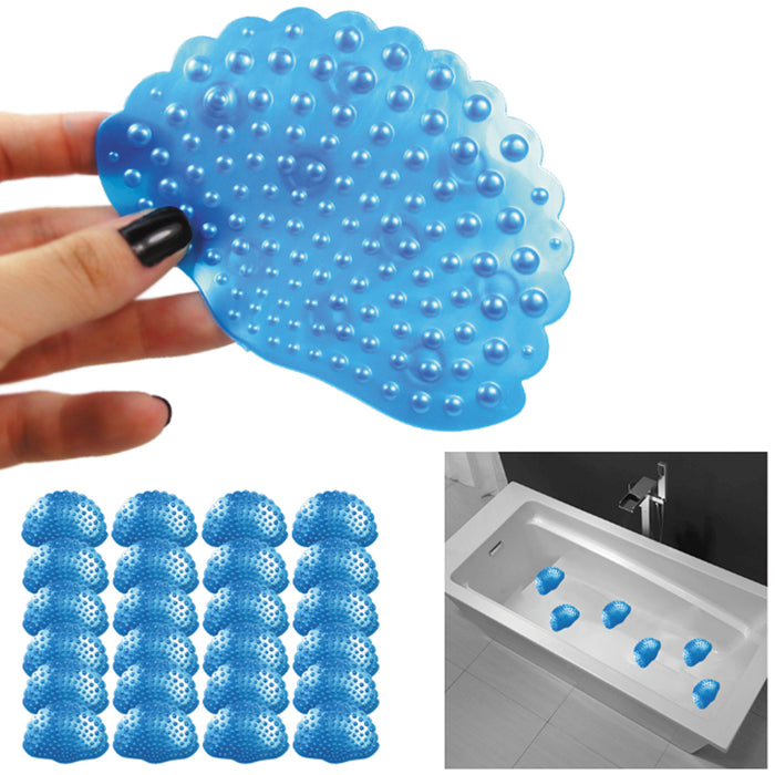 24 Set Compact Non Slip Safe Shower Treads Bathtub Stickers Decals Applique Blue