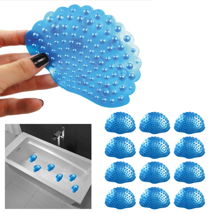 12Pc Compact Non Slip Safety Shower Treads Bathtub Stickers Decals Applique Blue