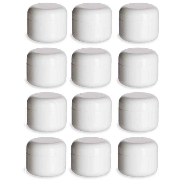 12 Plastic Jar Containers Lids 2.5 oz Body Lotion Jars Cream Makeup Cosmetics