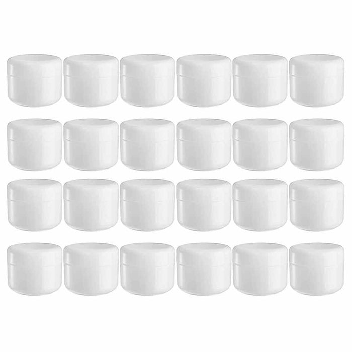 24 Plastic Containers With Lids WHITE 2.5 oz Cosmetic Jars Double Wall Cream Jar