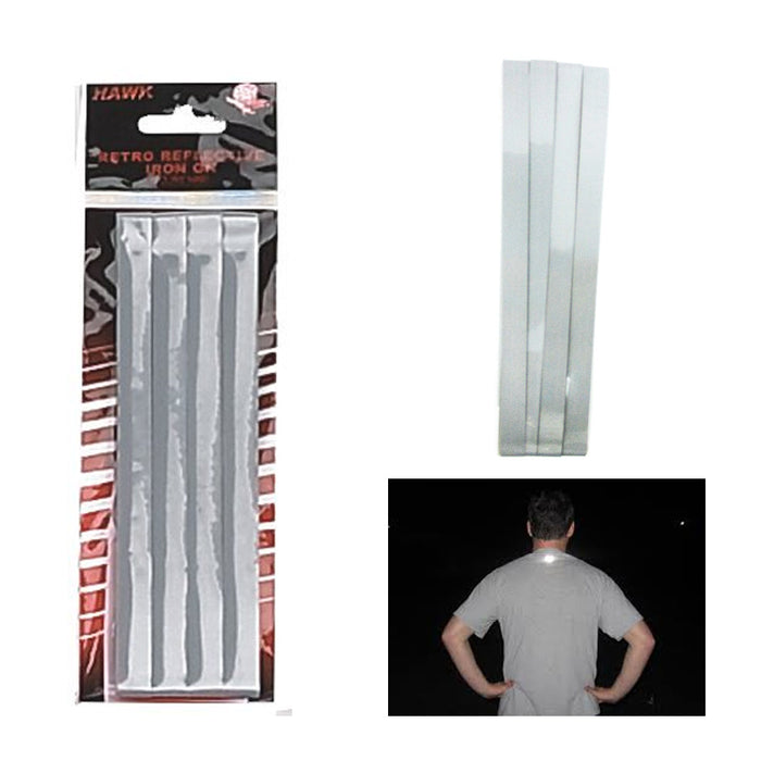 4 Reflective Iron-On Safety Tape Strip 3/8" x 18" High Visibility Sports Hiking