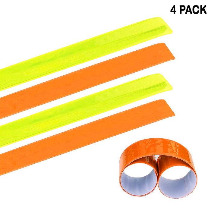 4 Pack Reflective Bands Running Gear Adjustable Arm Wrist Ankle Leg Safety Night