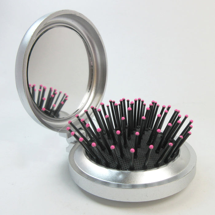 Lot of 6 Folding Hair Brush Mirror Compact Pocket Size Travel Car Purse Bag Gift
