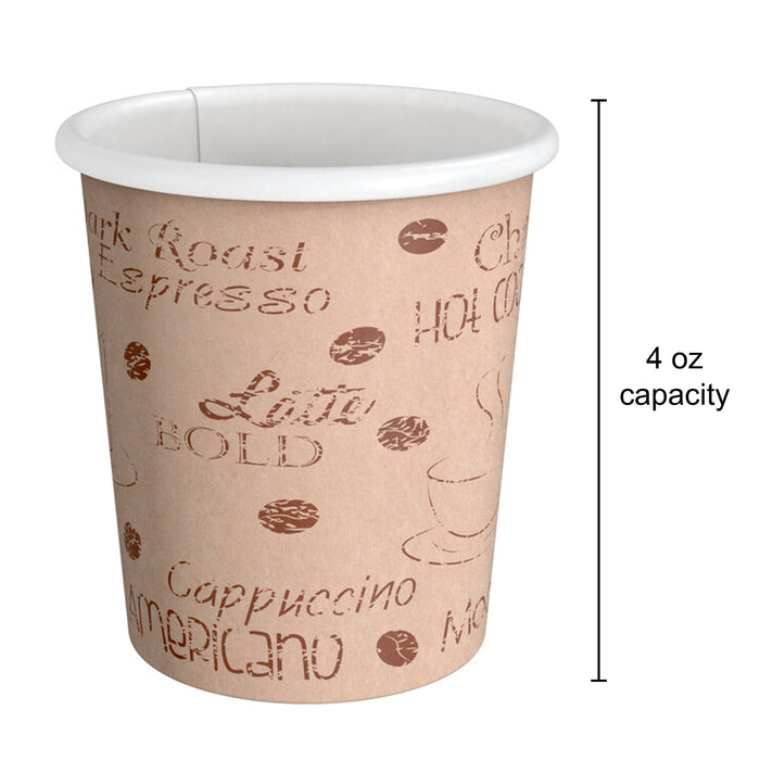 200 Pcs Paper Hot Coffee Cups Disposable Espresso Small 4 oz Travel To Go Cup