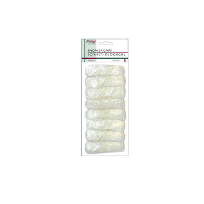 8pc Shower Bathing Spa Disposable Plastic Elastic Adult Women Men Unisex Cap