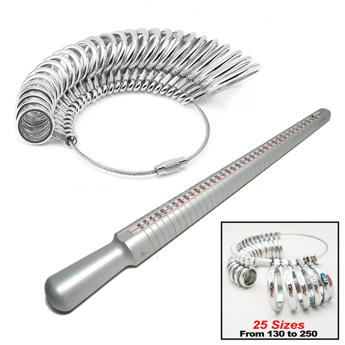 10" Metal Ring Sizer Gauge Mandrel Finger Sizing Measure Stick Standard Tool Set