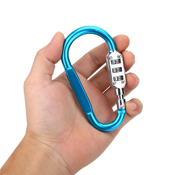 2 Aluminum Snap Hook Carabiner D Ring Combination Lock Clip Hiking Heavy Duty