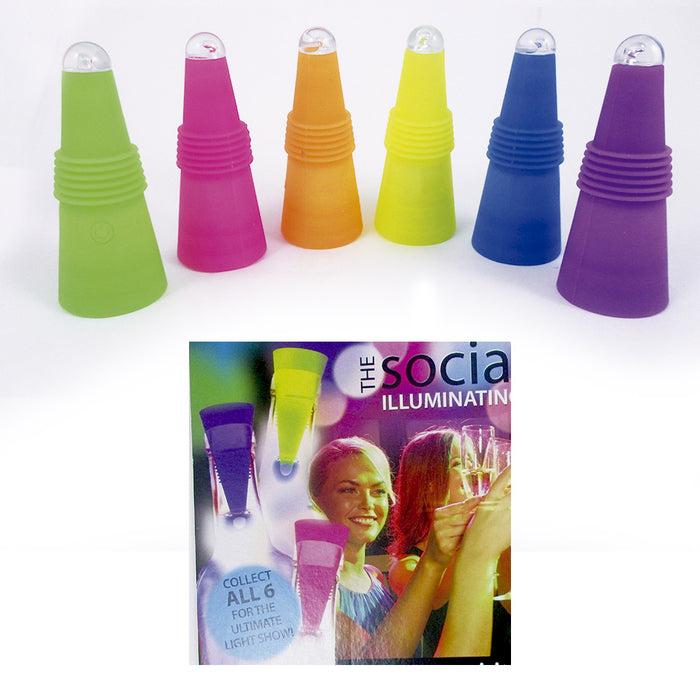 2Pc Wine Bottle Stopper Lighted Silicone Stoppers Illuminated Reusable Tool Gift