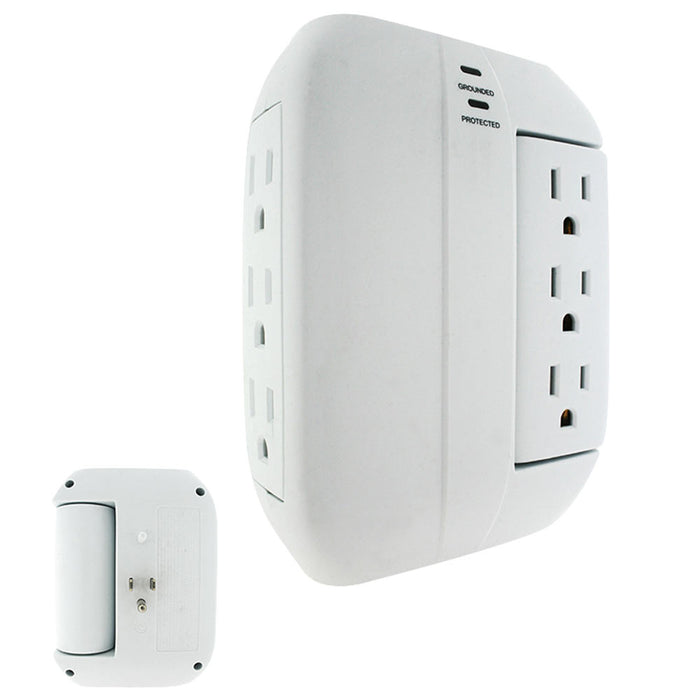 6 Outlet Surge Protector Wall Tap Adapter Electrical Multi Outlet Plug Grounded