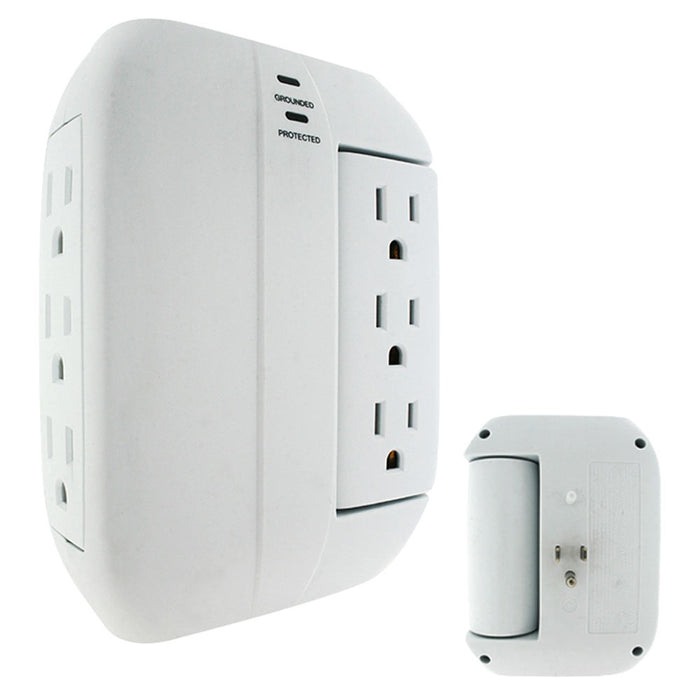 6 Outlet Surge Protector Wall Tap Adapter Electrical Multi Outlet Plug Grounded