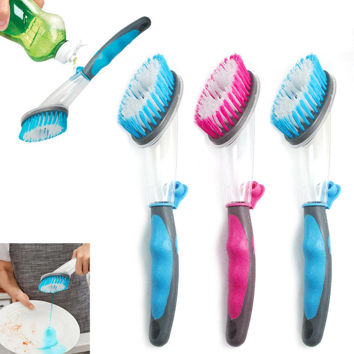 3 Dishwand Soap Dispenser Brush Scrubber Cleaning Dishes Kitchen Bathroom House
