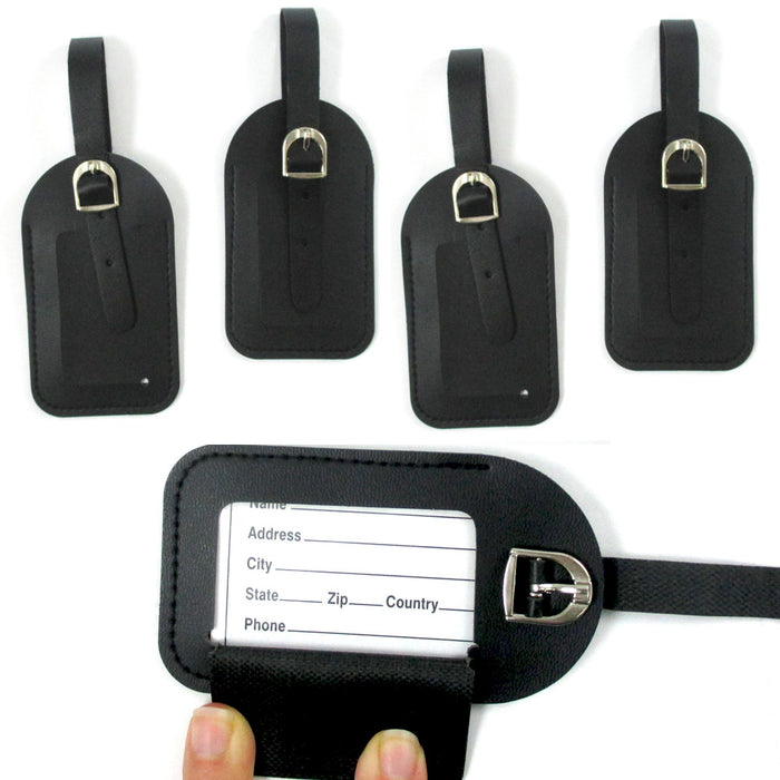 Lot 4 Luggage Tags Labels Strap Name Address ID Suitcase Bag Baggage Travel New
