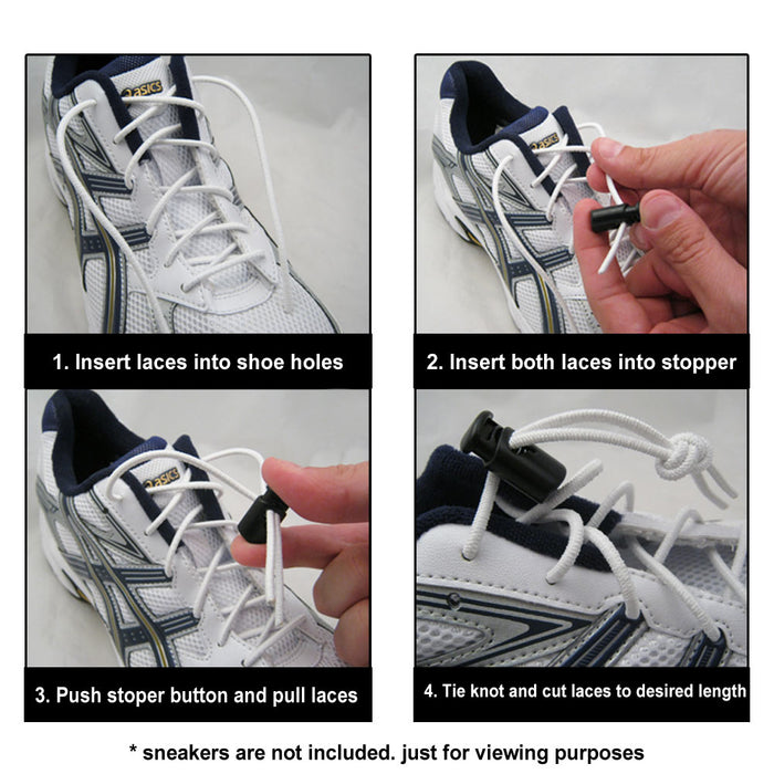 3 Elastic Shoe Laces No Tie Triathlon Marathon Running Run Shoelace Release Gray