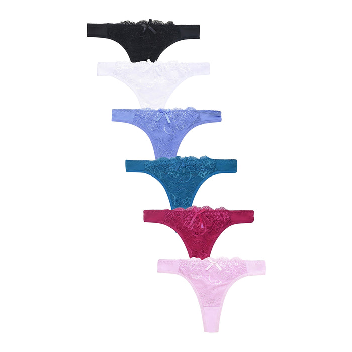 12 Womens Lace Thong Plain Flower Floral Cotton Panty Underwear Panties Medium