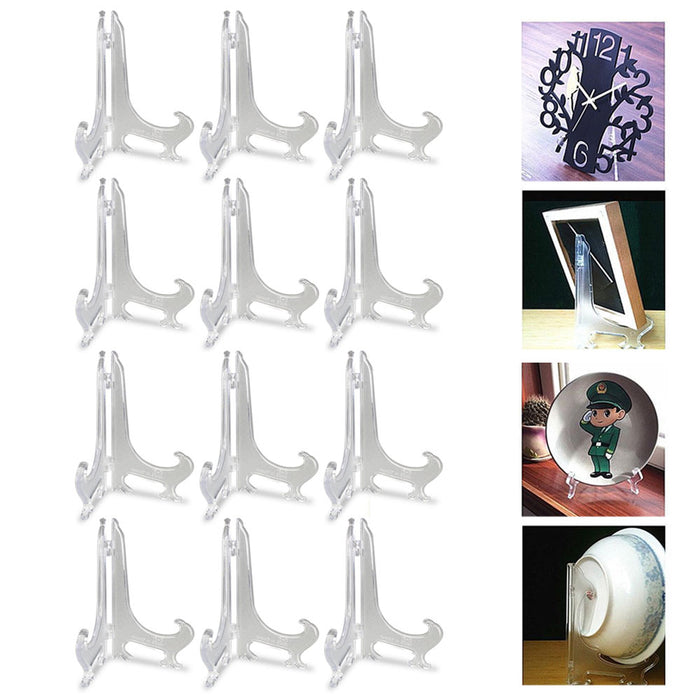 12 PC Set Display Easel Plastic Stand Clear Picture Frame Art Crafts 7" Holders