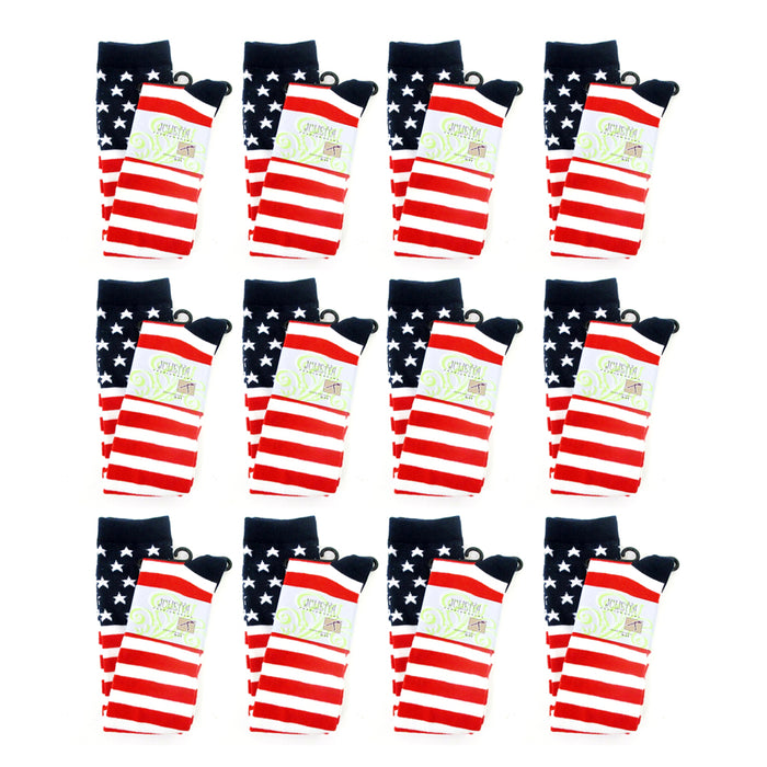 12 Pairs Over Knee American Flag Socks Tight High USA Star Strip Patriotic Women