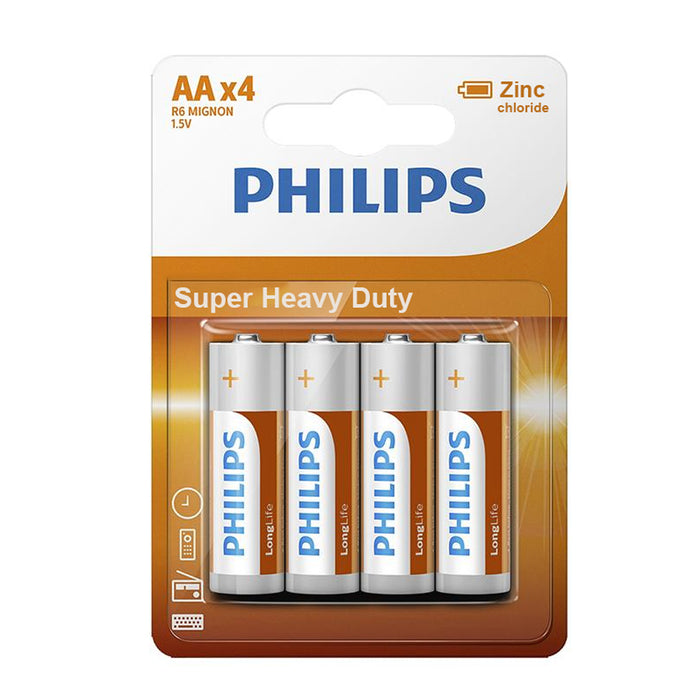 96 AA Philips Zinc Chloride Batteries R6 1.5V Super Heavy Duty Use Double A Bulk