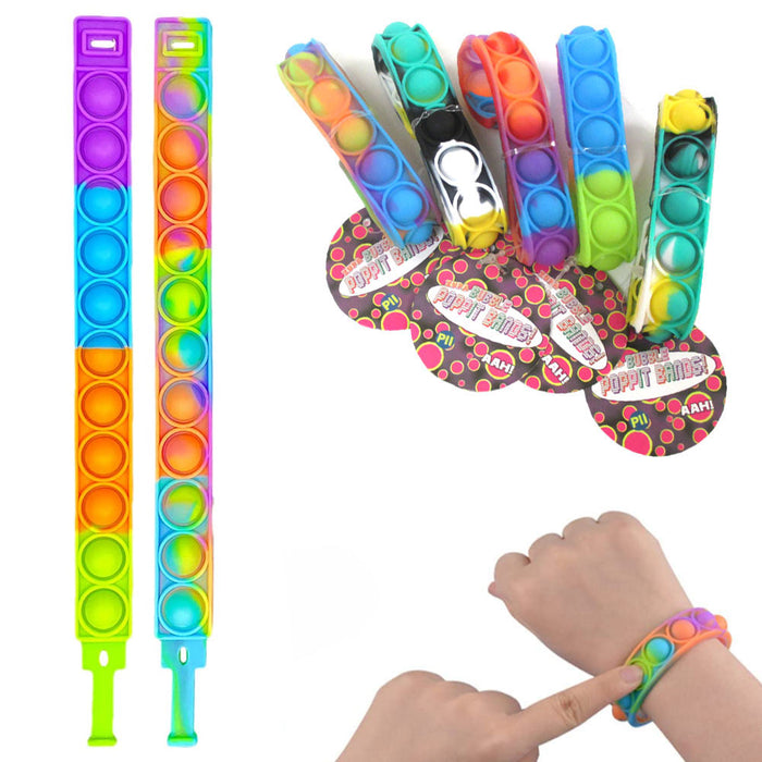 2 Pack Push Pop Fidget Bracelet Stress Relief Finger Sensory Press Silicone Band