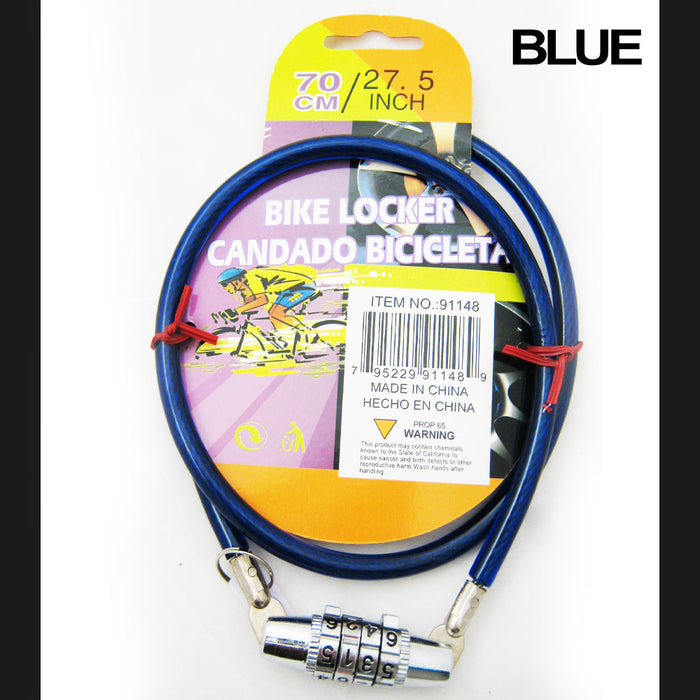 Bicycle Lock Cable Bike Flexible Four Digit Combination Security Wire Gn Rd Bl