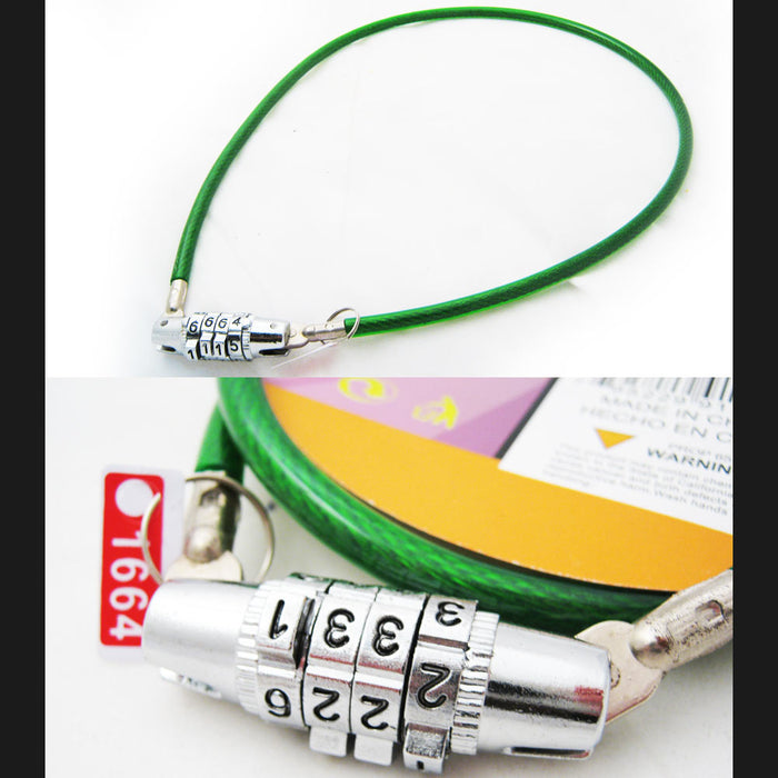 Bicycle Lock Cable Bike Flexible Four Digit Combination Security Wire Gn Rd Bl