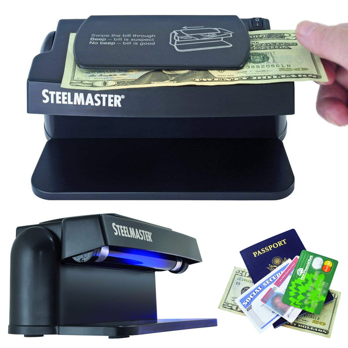 Dual Counterfeit Bill ID Detector Fake Money Cash Machine Checker UV Blacklight
