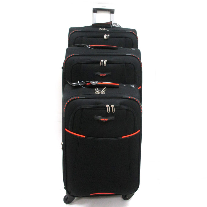 3 Pc Black Expandable Spinner Rolling Suitcase Luggage Travel Set Carry On New !