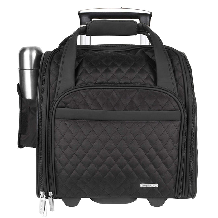 2 PCS Travelon Underseat Spinner Bag Carry-On Wheeled with Back-Up Bag Black Set