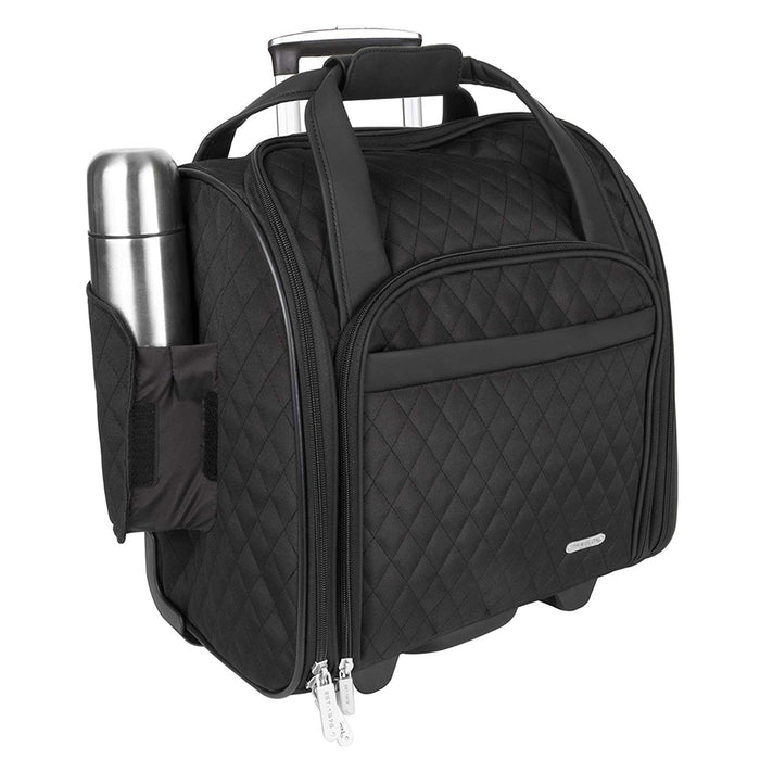 2 PCS Travelon Underseat Spinner Bag Carry-On Wheeled with Back-Up Bag Black Set