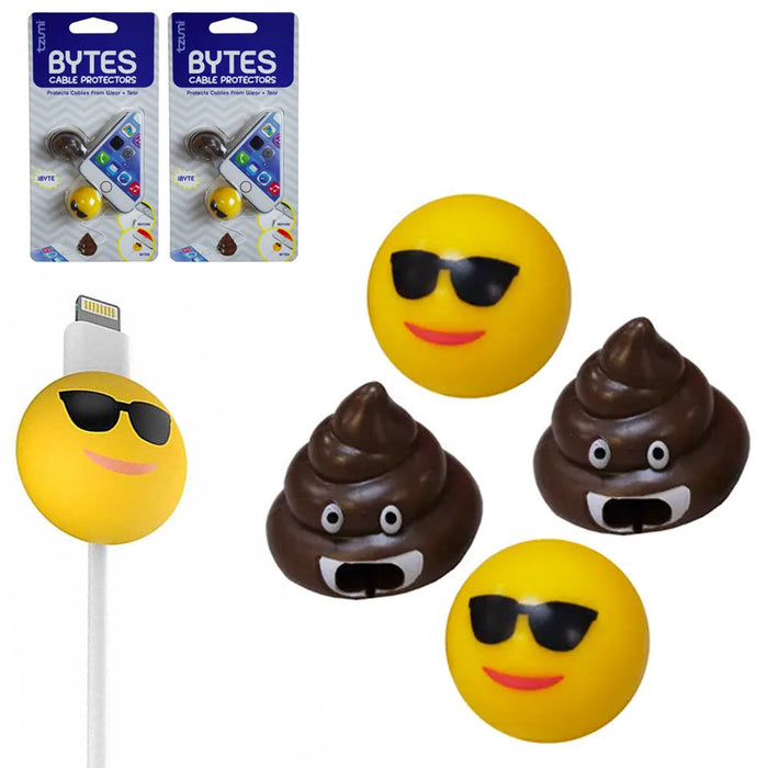 4PC Protective Cable Protector Charging Charger Cord Saver for Cell Phones Emoji