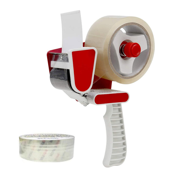 Heavy Duty Packing Tape Gun Dispenser 2 Rolls Box Packaging Shipping Hand Held