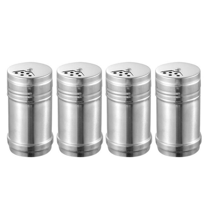 4 Pc Metal Salt and Pepper Shakers Stainless Steel Shaker Set Spice Containers