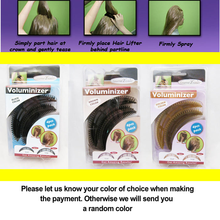 4 Pc Voluminizer Hair Bumpits Volumizer Inserts Brown Blonde Black Hair Styling