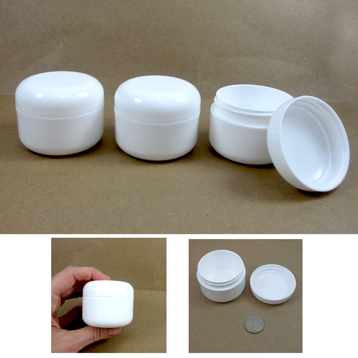 100 Pieces WHITE Sturdy Thick Double Wall Plastic Container Jar Foam Lined Lids