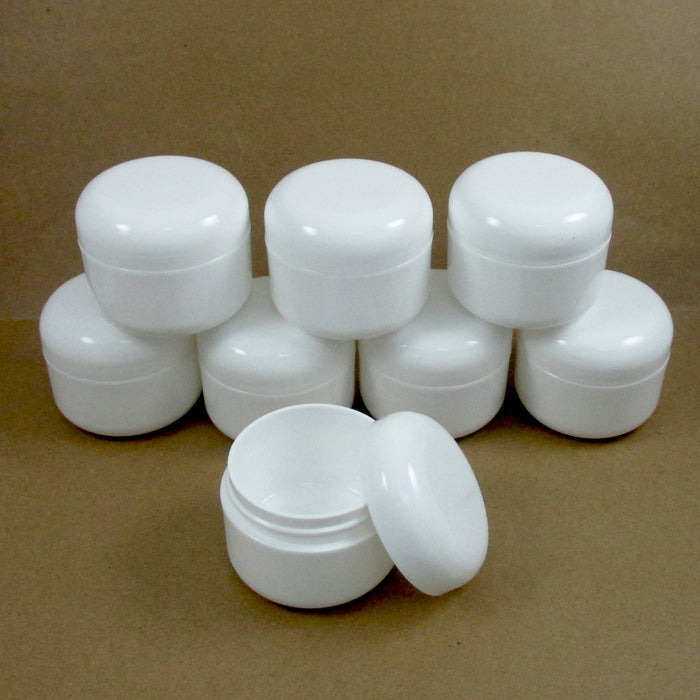 50 Pcs WHITE Sturdy Thick Double Wall Plastic Container Jar 1.7oz Foam Lined Lid