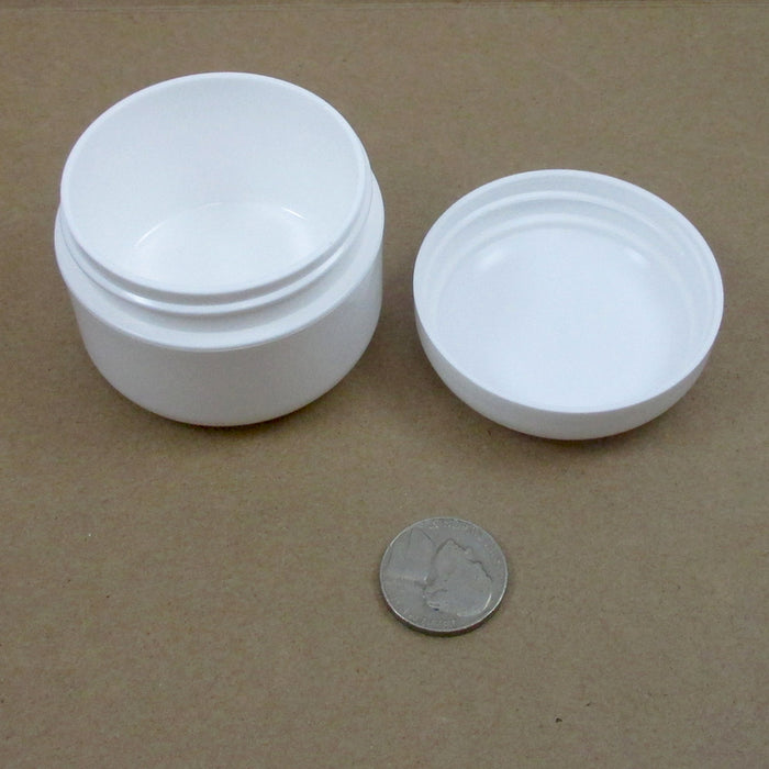 24 Pack White Sturdy Thick Double Wall Plastic Container with Lid Empty Dome Jar