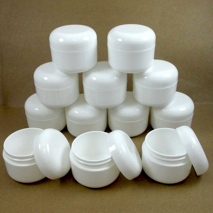 24 Pack White Sturdy Thick Double Wall Plastic Container with Lid Empty Dome Jar
