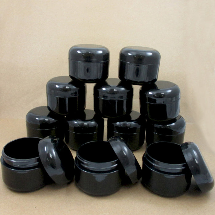12 Pk Plastic Cosmetic Jars 1.7oz Sample Double Wall Container Pot Cream Lotion