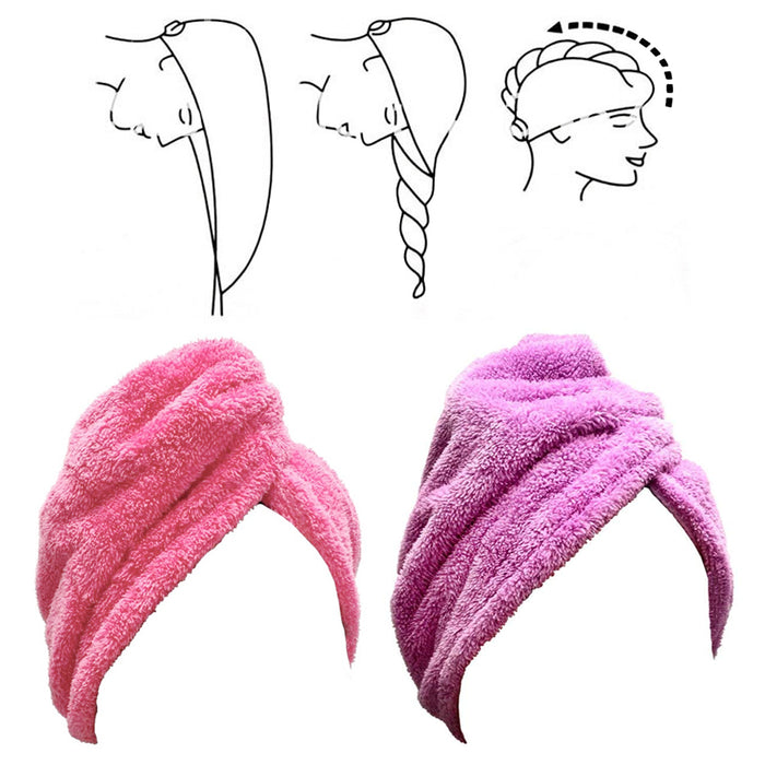 2X Hair Wrap Turban Twist Towel Drying Turbie Hat Caps Shower Absorbent Spa Bath