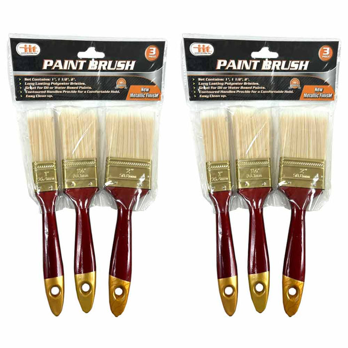 6 PC Paint Brush Set Multi Purpose Painting Brushes Home Decor Wall 1" 1.5" 2"