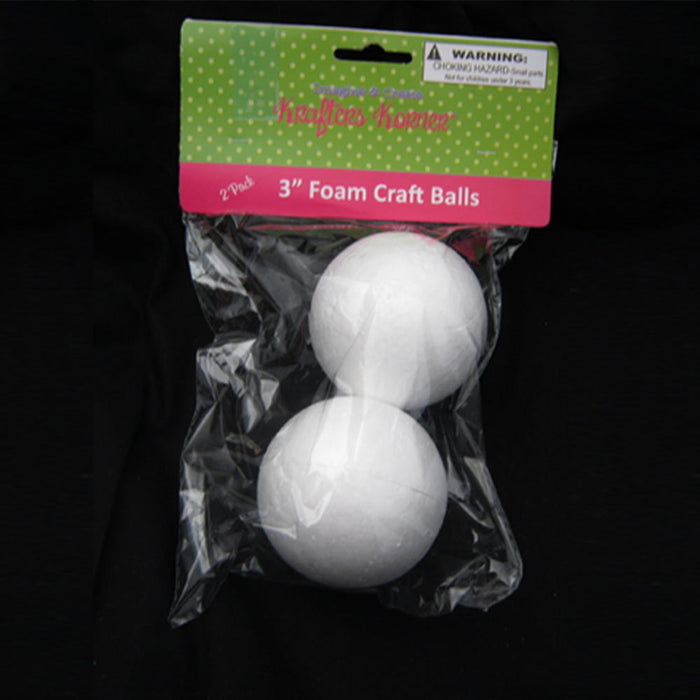 12 Foam Polystyrene Art Crafts White Balls Project  2" 2 1/2" 3"