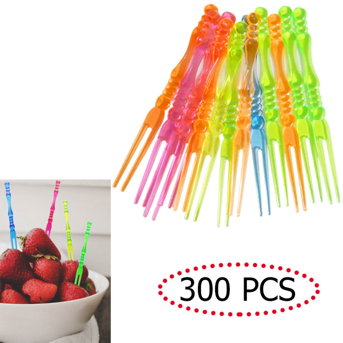 300 PCS Cocktail Forks Food Picks Disposable Fruit Appetizer Dessert Cake Party