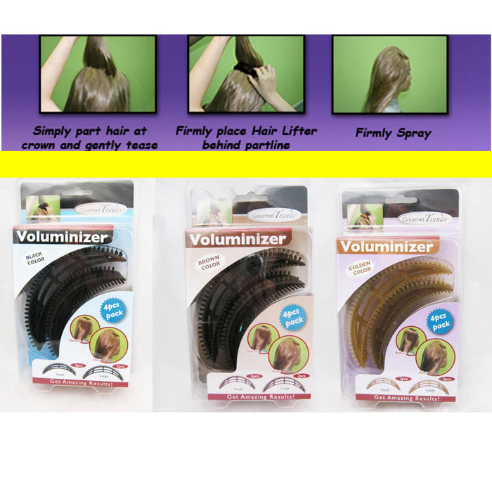 4 Pc Voluminizer Hair Bumpits Volumizer Inserts Brown Blonde Black Hair Styling