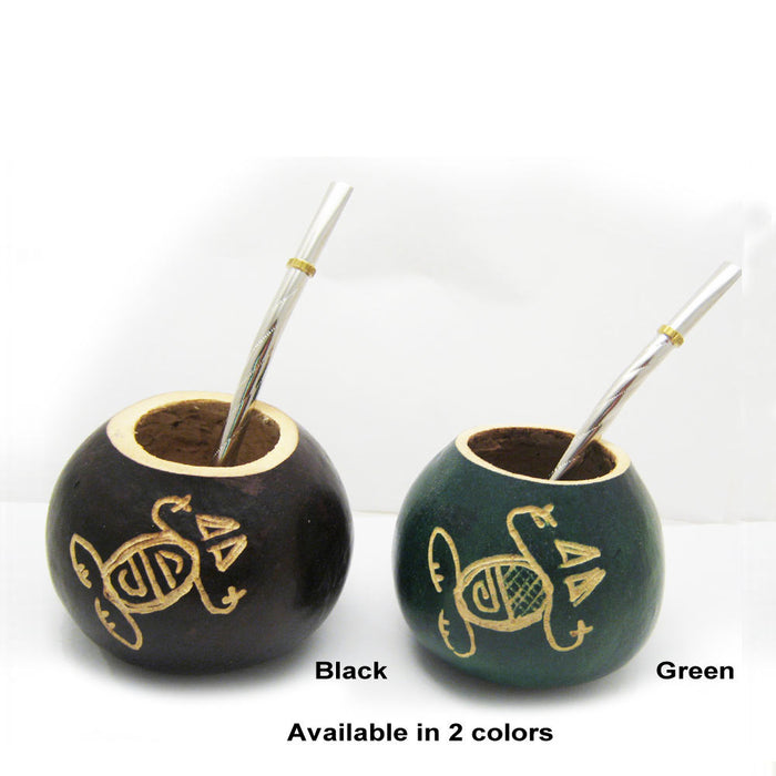 Mate Gourd Yerba Cup With Bombilla Straw Kit Artesian Handmade Argentina Drink