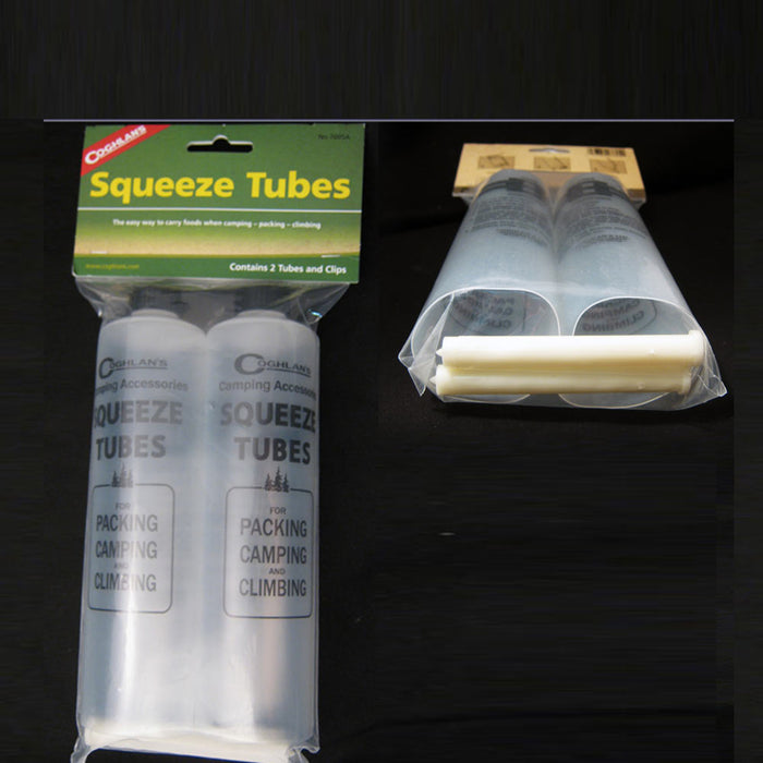 2 Food Squeeze Tubes Container Bottles Camping Hiking Easy Dispenser Coghlans !!