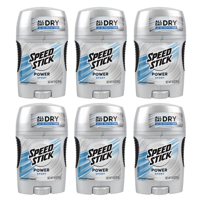 6 Pc Speed Stick Power Sport Deodorant 24 Hour Dry Protection Antiperspirant New