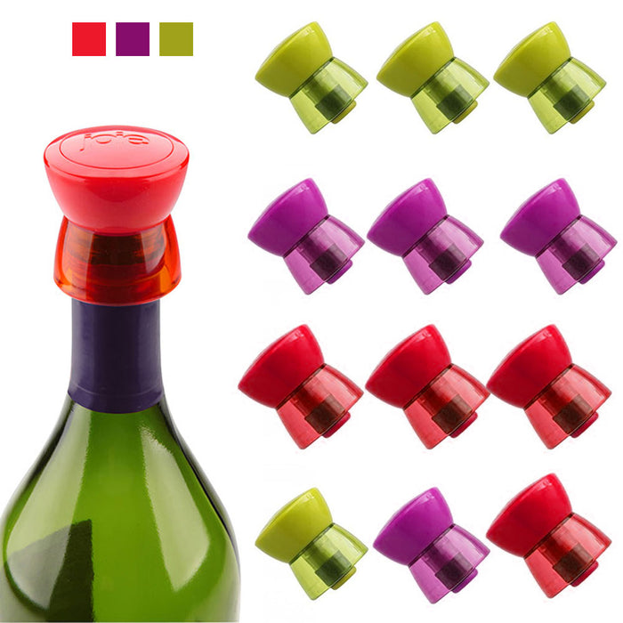 12 Pc Joie Wine Bottle Stopper Twist Top Saver Vacuum Seal Cap Reusable Preserve