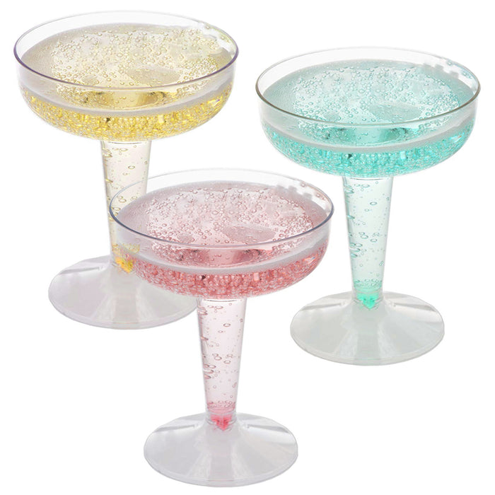 24 Count Champagne Flutes 5.4 oz Party Essentials Hard Plastic Two Piece Glasses