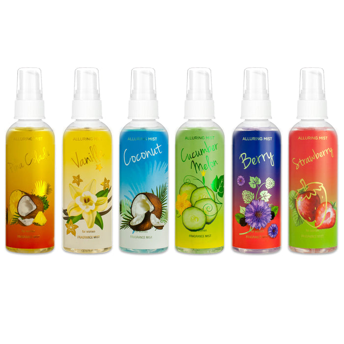 6pc Bath Body Spray Mist Assorted Scents Splash Perfume Fragrance Deodorize 6 oz