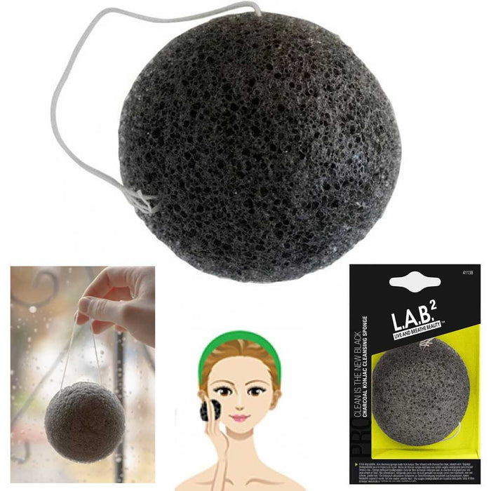 Cleansing Puff Konjac Bamboo Charcoal Sponge XL Skin Care Exfoliator Body Scrub