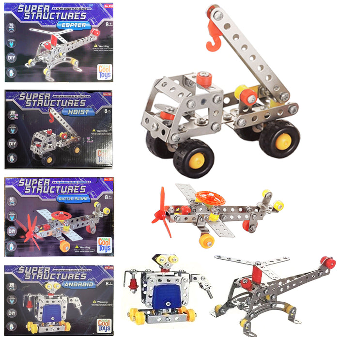 2 Mechanical DIY Metal Model Kit Structure Helicopter Plane Truck Build Gift Toy